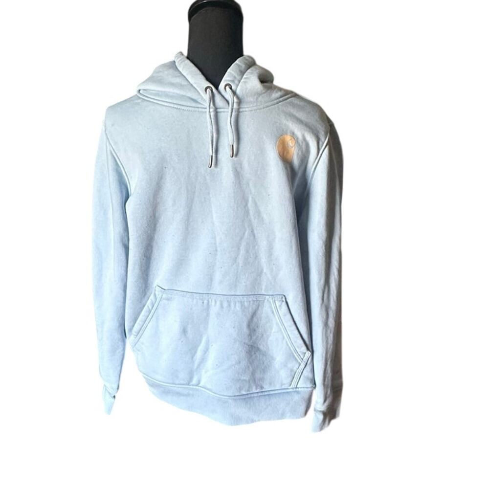 Carhartt Light Blue Graphic Hoodie Womens L Relaxed Fit Streetwear Style